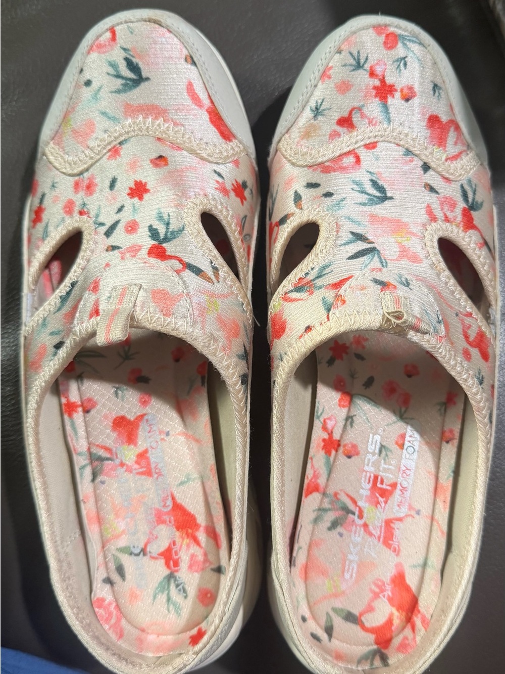 Jellypop Floral Slip-On Clogs in Cream with Coral and Green Accents